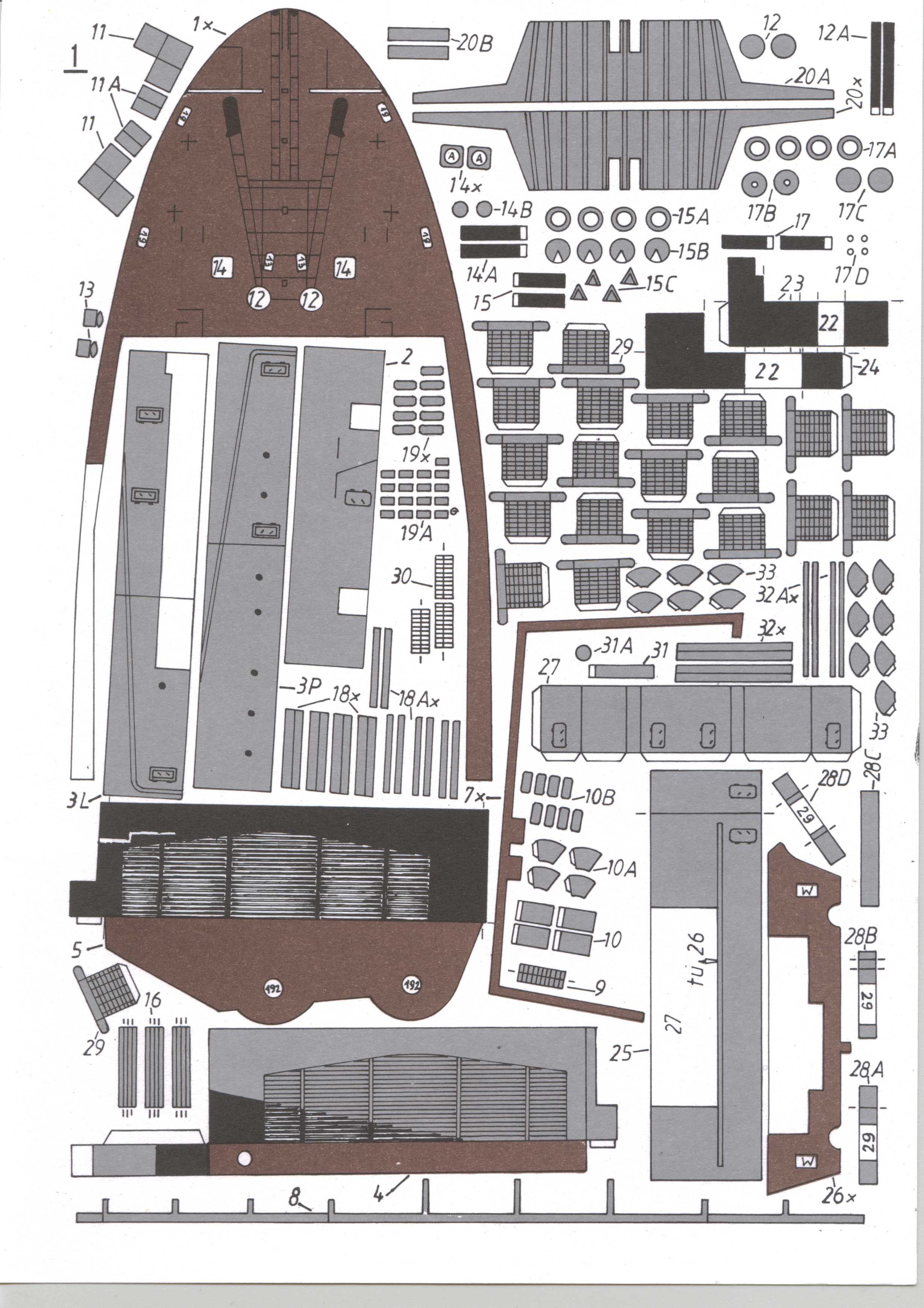 美国航母Essex艾塞克斯船模平面图纸